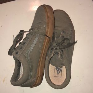 Olive colored lace up vans